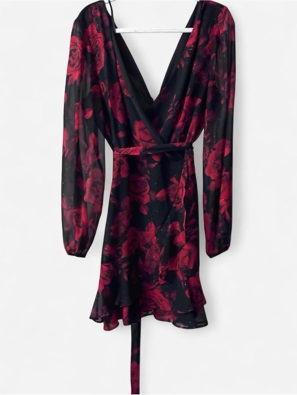 City Studio Black & Red Floral Junior Dress